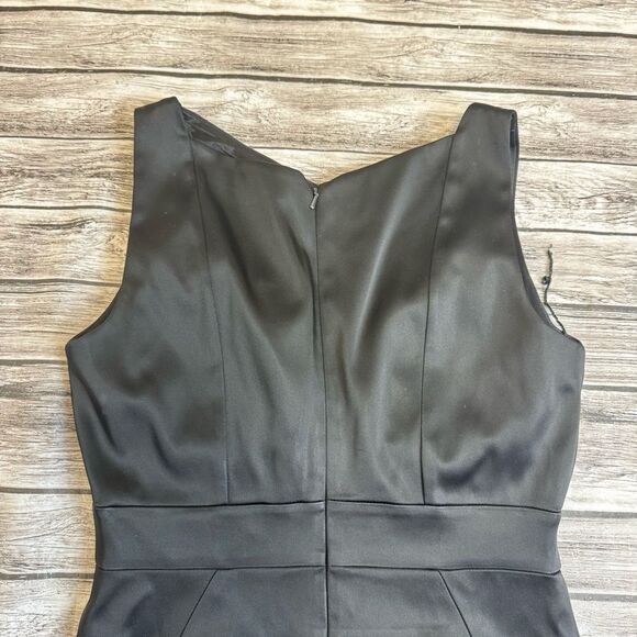 JAX Women's Sleeveless Mini Cocktail Dress Black 6 Sheer Satin Cutout High Neck - Picture 8 of 14